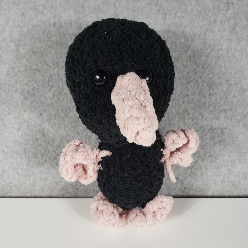 Handmade‎ Niffler Plush Amigurumi 8" Black Pink Crochet Fantastic Beasts Stuffed